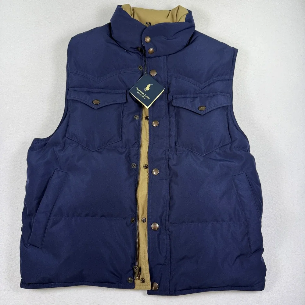 Polo Ralph Lauren Reversible Down Puffer Vest - Medium - NWT Vintage Deadstock